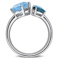 Julianna B Sterling Silver Sky, London & Swiss Blue Topaz 3-Stone Open Ring