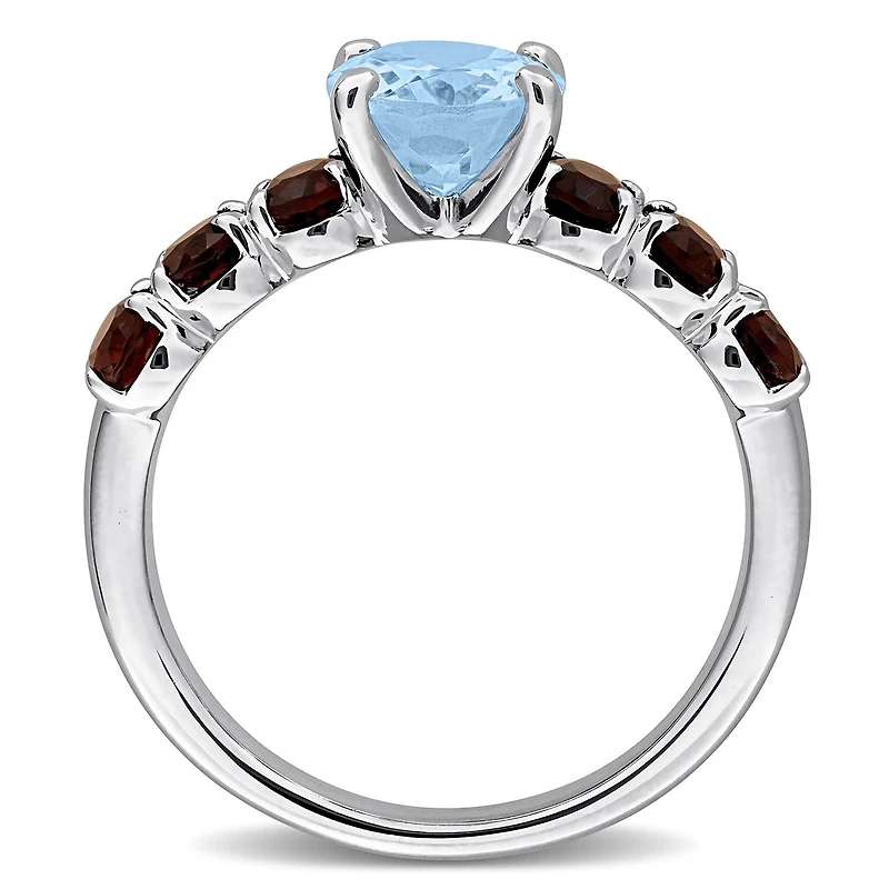 Julianna B Sterling Silver Sky Blue Topaz and Smoky Quartz Ring