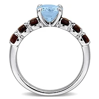 Julianna B Sterling Silver Sky Blue Topaz and Smoky Quartz Ring