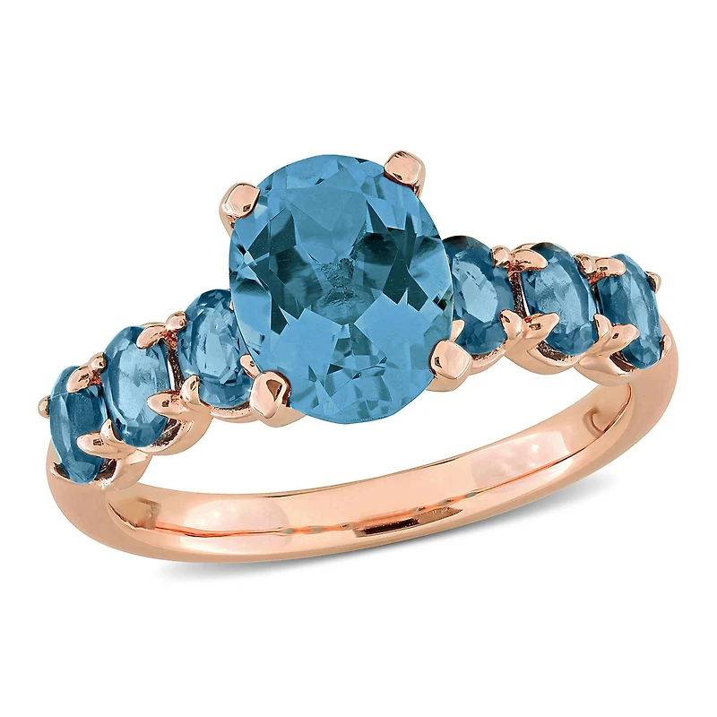 Julianna B Rose Plated Sterling Silver London Blue Topaz Ring