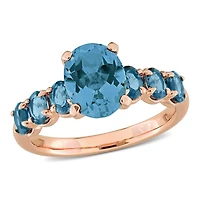 Julianna B Rose Plated Sterling Silver London Blue Topaz Ring