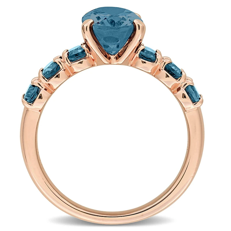 Julianna B Rose Plated Sterling Silver London Blue Topaz Ring