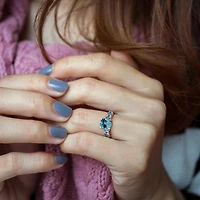 Julianna B Rose Plated Sterling Silver London Blue Topaz Ring