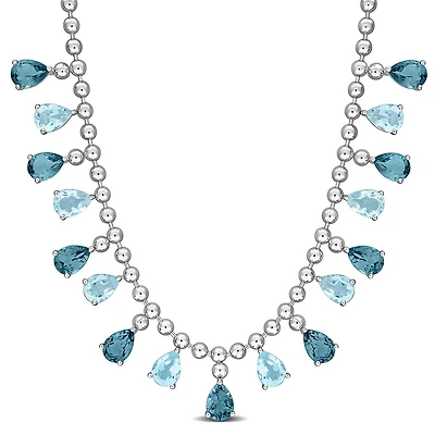 Julianna B Sterling Silver Sky Blue Topaz and London Blue Topaz 17" Necklace