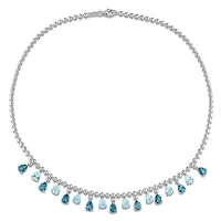 Julianna B Sterling Silver Sky Blue Topaz and London Blue Topaz 17" Necklace