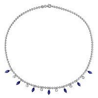 Julianna B Sterling Silver Created Blue and White Sapphire 17" Bead Necklace