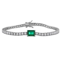 Julianna B Sterling Silver Created Emerald & Created White Sapphire Bracelet