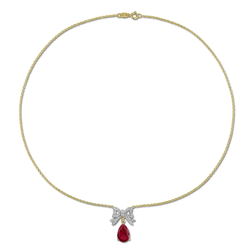 Julianna B Yellow Plated Sterling Silver Created Gemstone Necklace