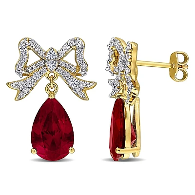 Julianna B Yellow Plated Sterling Silver Created Gemstone Earrings