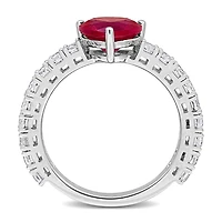 Julianna B Sterling Silver Created Ruby and White Sapphire Heart Ring