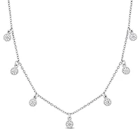 Julianna B Sterling Silver Created White Sapphire 16" + 2" Station Necklace