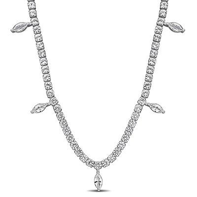 Julianna B Sterling Silver Created White Sapphire 17" Charm Necklace