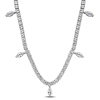 Julianna B Sterling Silver Created White Sapphire 17" Charm Necklace