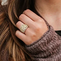 Julianna B Yellow Plated Sterling Silver Green Quartz and Diamond Cocktail Ring