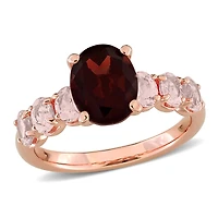 Julianna B Rose Plated Sterling Silver Garnet and Morganite Ring