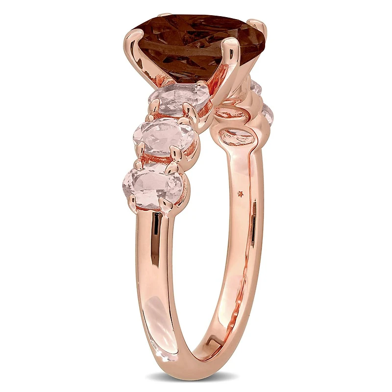 Julianna B Rose Plated Sterling Silver Garnet and Morganite Ring