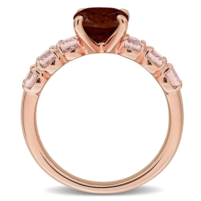 Julianna B Rose Plated Sterling Silver Garnet and Morganite Ring
