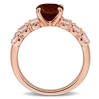 Julianna B Rose Plated Sterling Silver Garnet and Morganite Ring