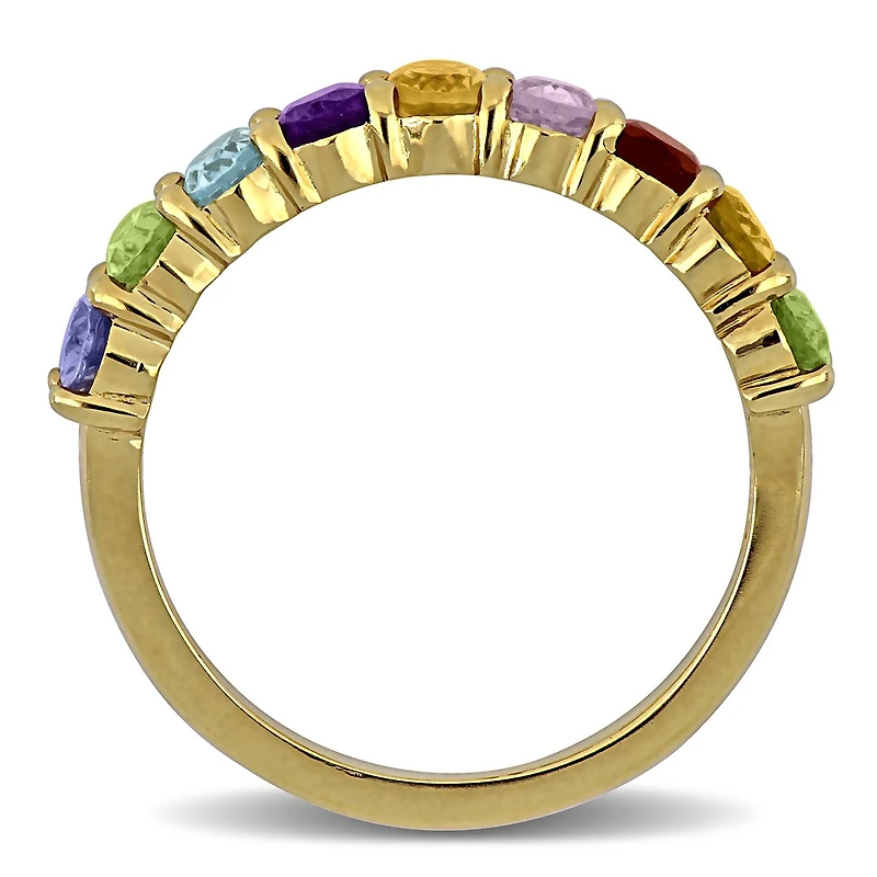 Julianna B Yellow Plated Silver Oval-Cut Multi-Gemstone Semi Eternity Ring