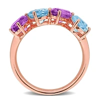 Julianna B Rose Plated Sterling Silver Sky Blue Topaz and Pink Amethyst Ring