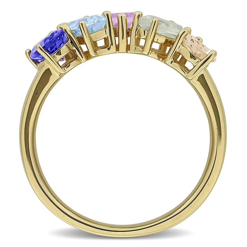 Julianna B Yellow Plated Sterling Silver Multi-Stone 5-Stone Ring