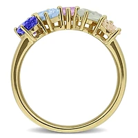 Julianna B Yellow Plated Sterling Silver Multi-Stone 5-Stone Ring