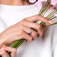 Julianna B Yellow Plated Sterling Silver Multi-Stone 5-Stone Ring