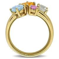 Julianna B Yellow Plated Sterling Silver Multi-Gemstone 4-Stone Ring