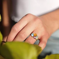 Julianna B Yellow Plated Sterling Silver Multi-Gemstone 4-Stone Ring