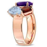 Julianna B Rose Plated Sterling Silver Multi-Gemstone 3-Stone Ring