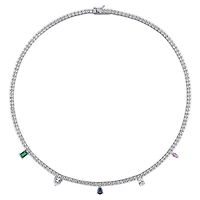 Julianna B Sterling Silver Created Multi-Gemstone 17" Station Necklace