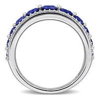 Julianna B 14K White Gold Created Sapphire & Lab-Grown Diamond Graduated Ring