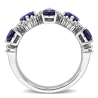 Julianna B Sterling Silver Created Blue Sapphire & Lab-Grown Diamond Ring