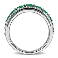 Julianna B 14K White Gold Created Emerald & Lab-Grown Diamond Graduated Ring
