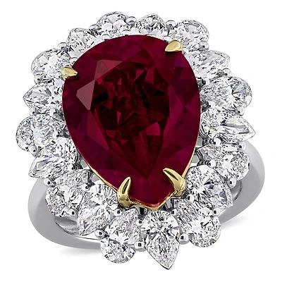 Julianna B 14K Two-Tone Gold Created Ruby & Lab-Grown Diamond Cocktail Ring
