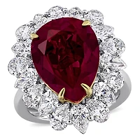 Julianna B 14K Two-Tone Gold Created Ruby & Lab-Grown Diamond Cocktail Ring