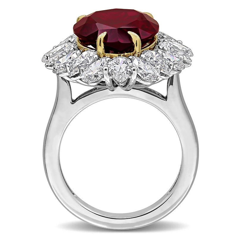 Julianna B 14K Two-Tone Gold Created Ruby & Lab-Grown Diamond Cocktail Ring