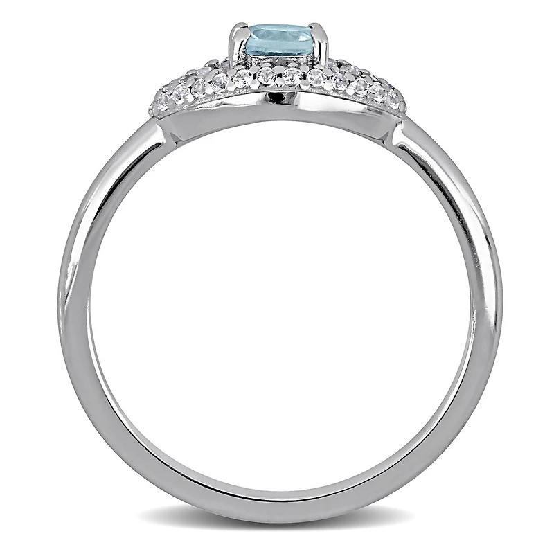 Julianna B Sterling Silver Blue Topaz and Created White Sapphire Eye Ring