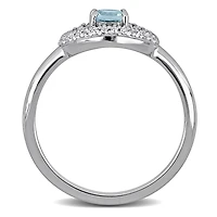 Julianna B Sterling Silver Blue Topaz and Created White Sapphire Eye Ring