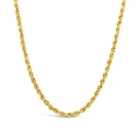 14K Yellow Gold 24" Semi-Solid Diamond Cut Rope Chain