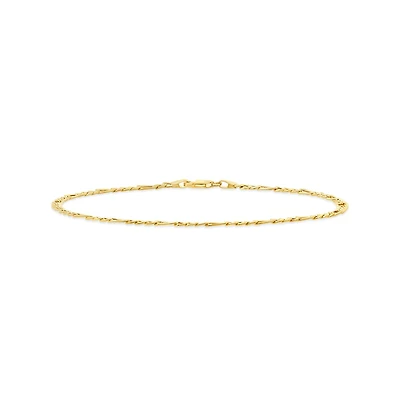 10K Yellow Gold 10" 3.5mm Semi-Solid Figaro Anklet