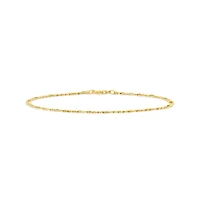 10K Yellow Gold 10" 3.5mm Semi-Solid Figaro Anklet