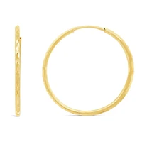 10K Yellow Gold Diamond Cut Hoop Earring