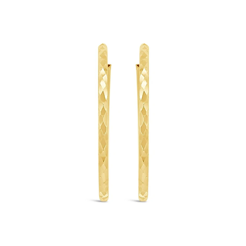 10K Yellow Gold Diamond Cut Hoop Earring