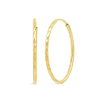 10K Yellow Gold Diamond Cut Hoop Earring