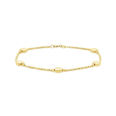 10K Yellow Gold 7.5" Square Bead Bracelet