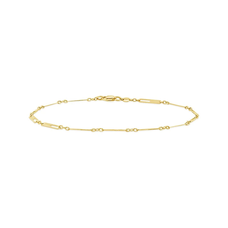 10K Yellow Gold Fancy Link Anklet