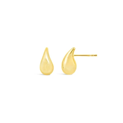 10K Yellow Gold Puffed Tear Drop Earring