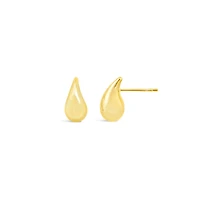 10K Yellow Gold Puffed Tear Drop Earring