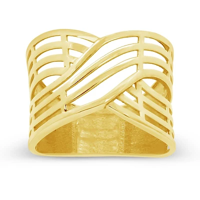 10K Yellow Gold Criss Cross Wave Ring